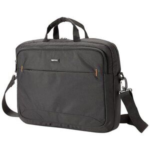 Laptop Shoulder Bag with Compartments, 17.3-inch, Black, Large